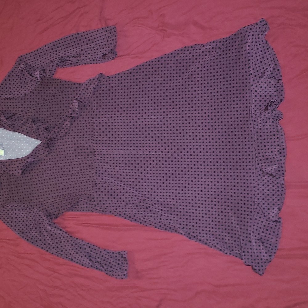 Michael Kors, Large, purple dress with black  Polka dots